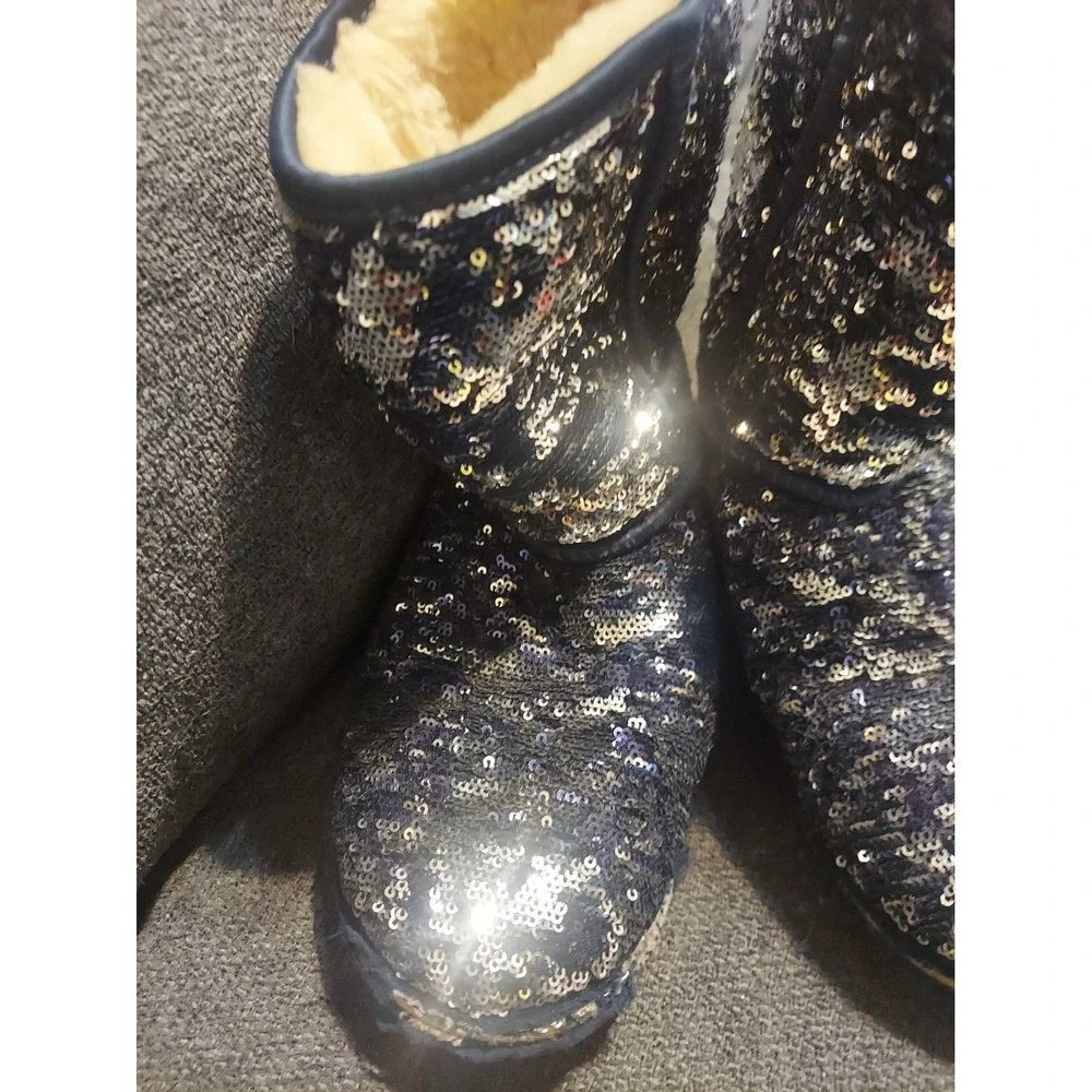 Ugg Blue Sequin Wintet Boots Size 9 Y2K ***read Description*** Sheepskin Fur